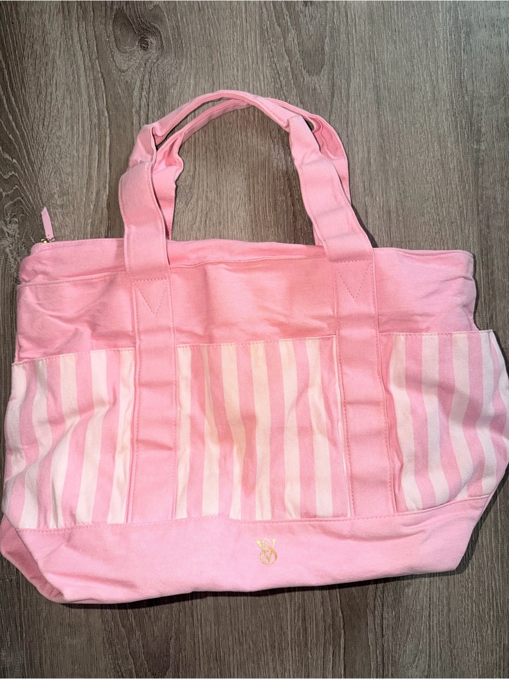 Victoria's Secret Pink Striped Canvas Tote